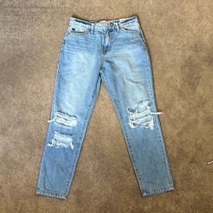 High Rise Light Wash Straight Leg Jean